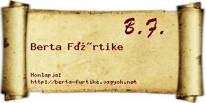 Berta Fürtike névjegykártya